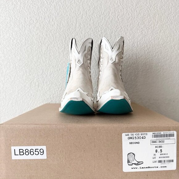 Lane CHASE THE WIND Womens Cowboy Bootie 8.5 Western Short White Cowgirl Boots - Picture 10 of 11